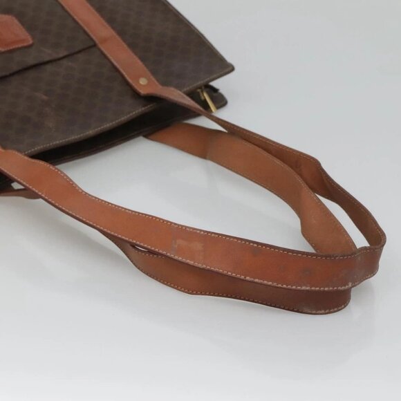 CELINE Macadam Canvas Tote Bag PVC Leather Brown Gold Auth bs25457 - Picture 8 of 16